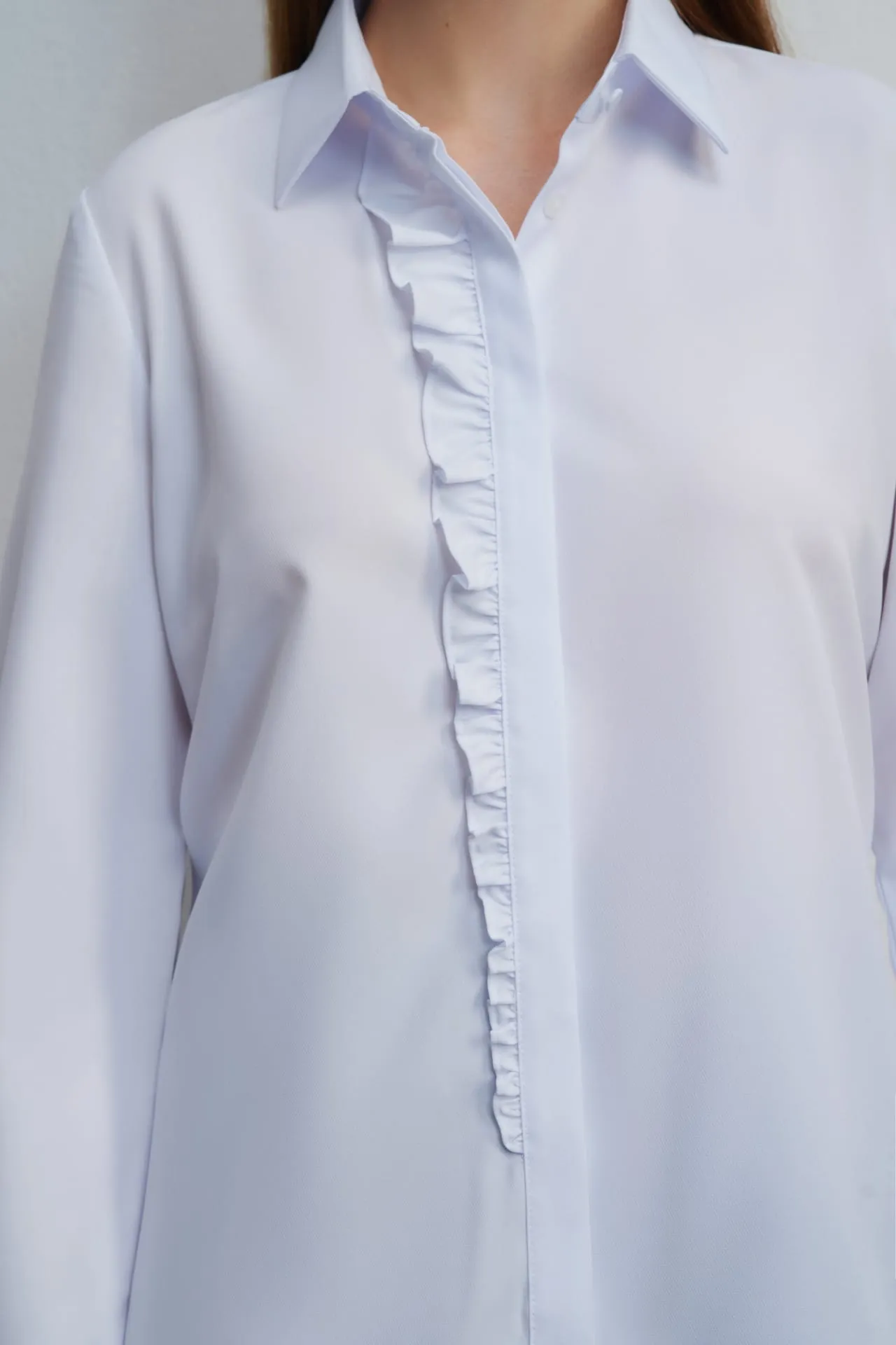 Non Iron Quick Dry Ruffled Poplin Shirt