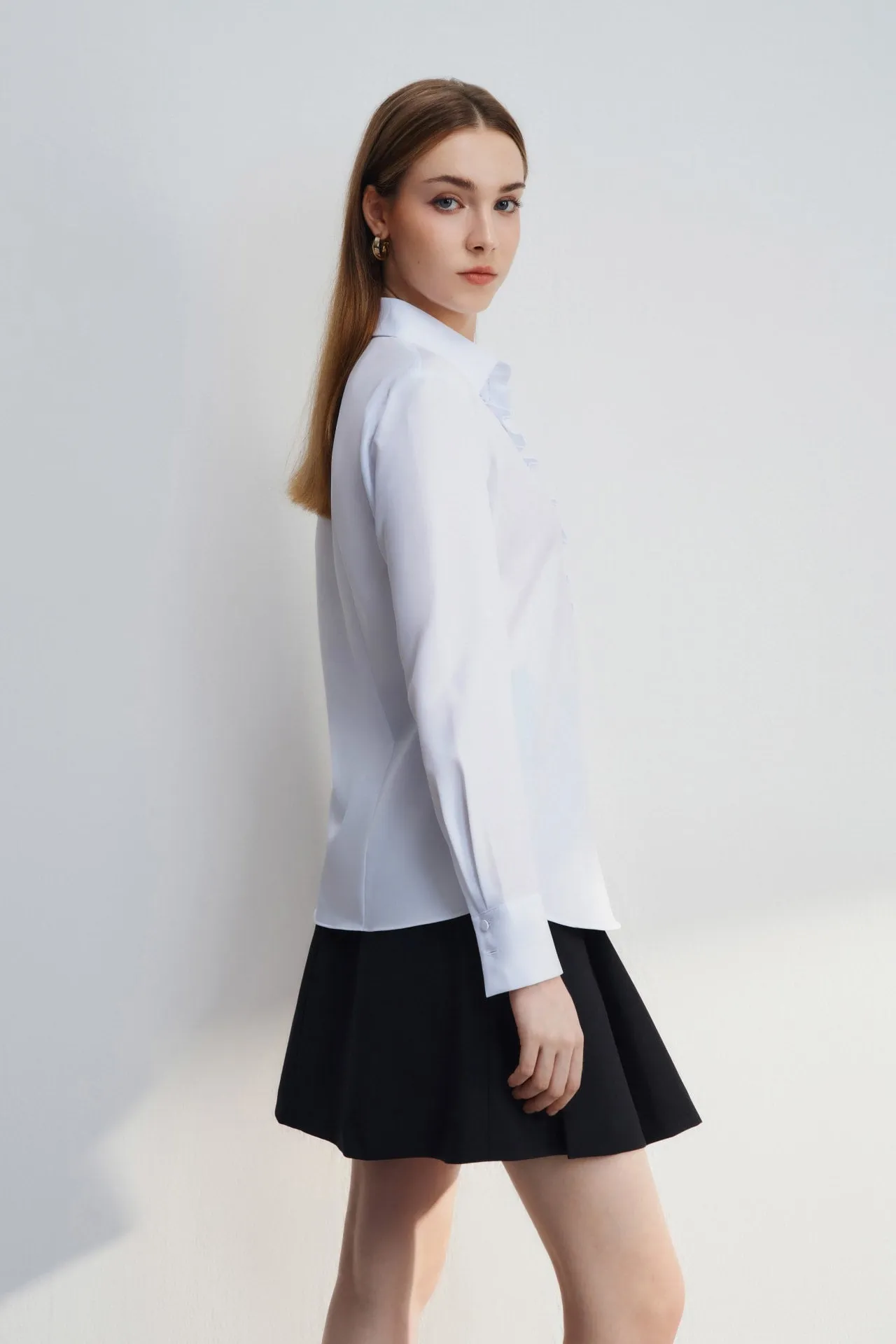 Non Iron Quick Dry Ruffled Poplin Shirt