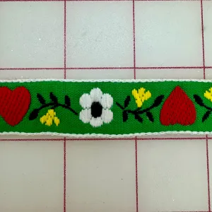 Non-Metallic Trim - .75-inch wide Vintage Embroidered Flower and Heart-Design Trim Close-Out