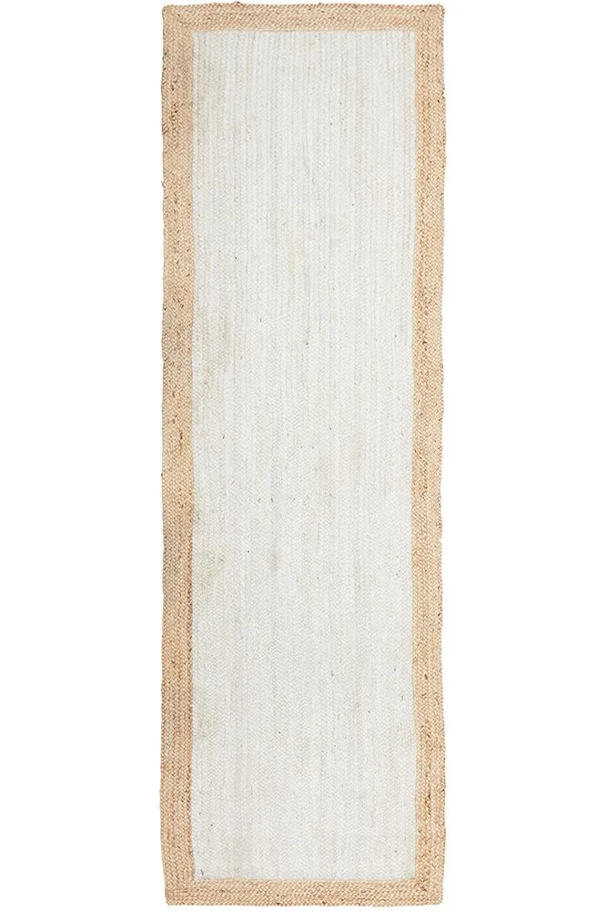 Noosa 333 Runner Rug (White, Natural) by Rug Culture