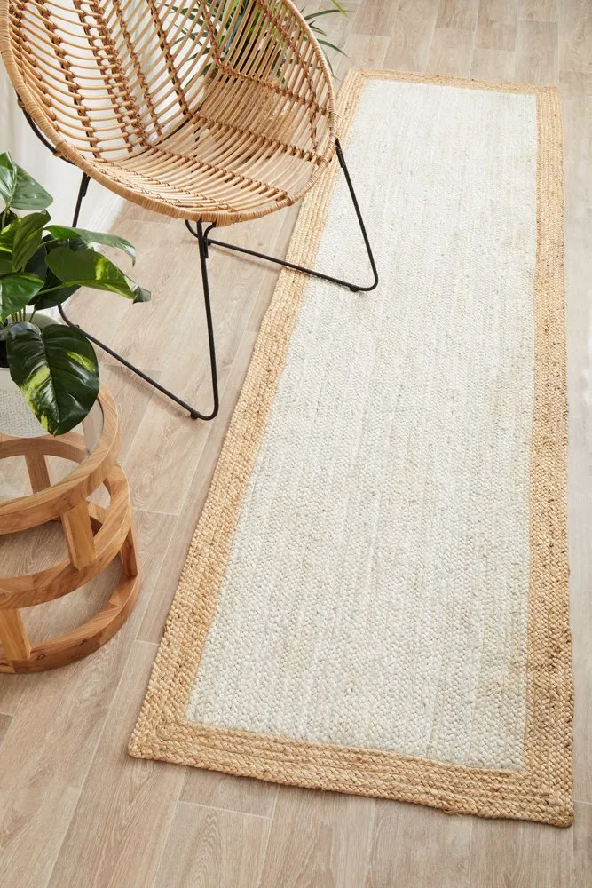 Noosa 333 Runner Rug (White, Natural) by Rug Culture