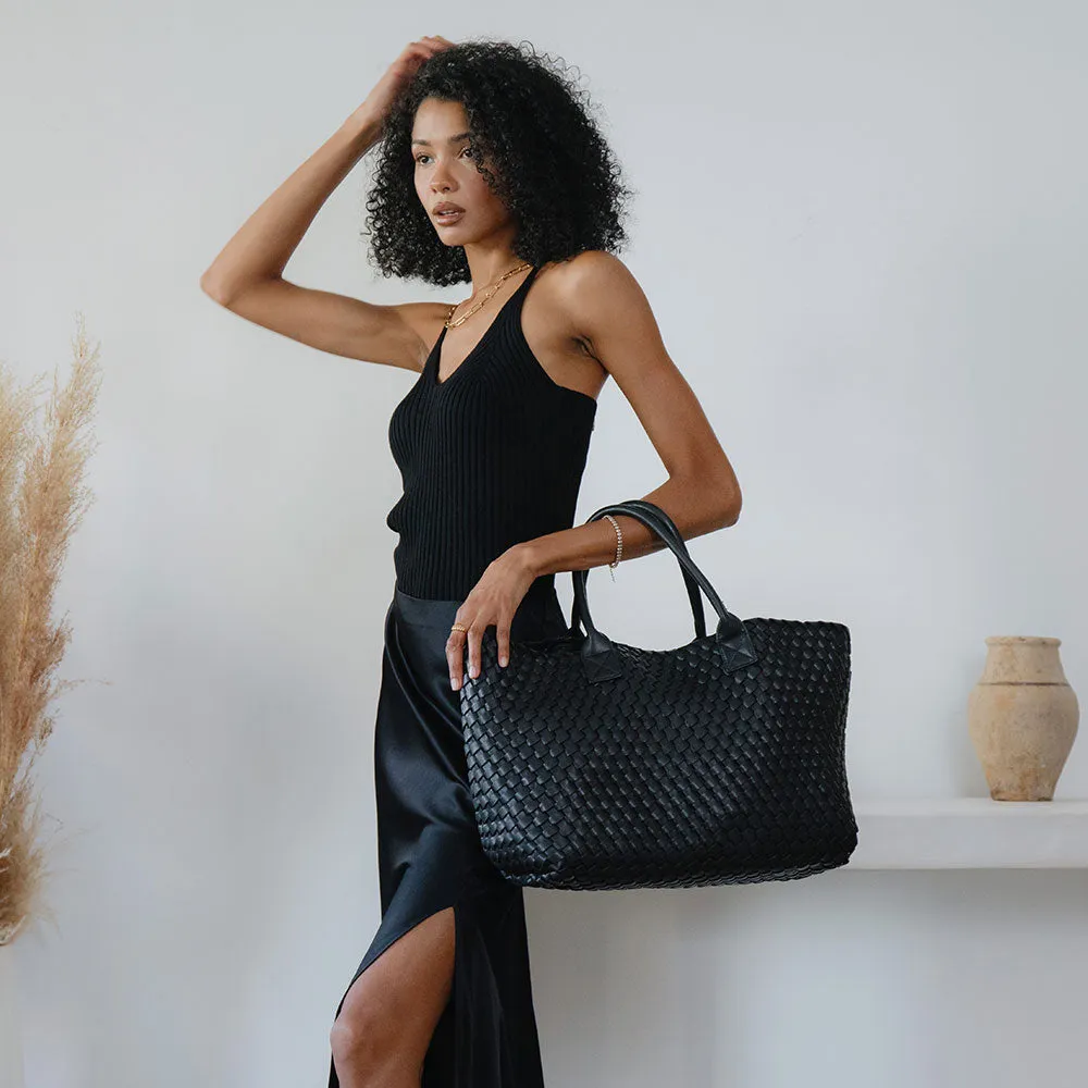 Norah Black Recycled Vegan Leather Tote Bag - FINAL SALE