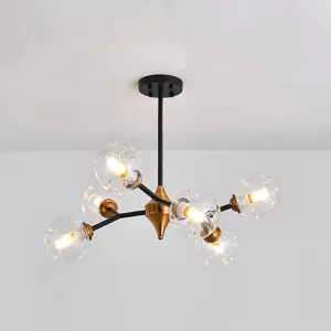 Nordic Bubble Hanging Lamp Kit - Clear/Amber/Smoke Gray Dimpled Glass Chandelier - Ideal for Dining Room - 6/10 Heads