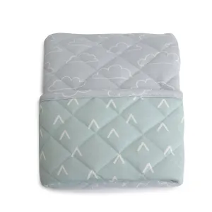 Nordic Reversible Cot Quilt/Playmat Dusty Sky/Mint