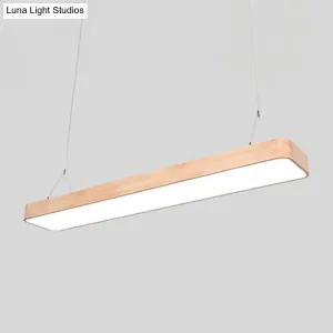 Nordic Wood Office LED Pendant Light with Acrylic Shade - Stylish and Functional