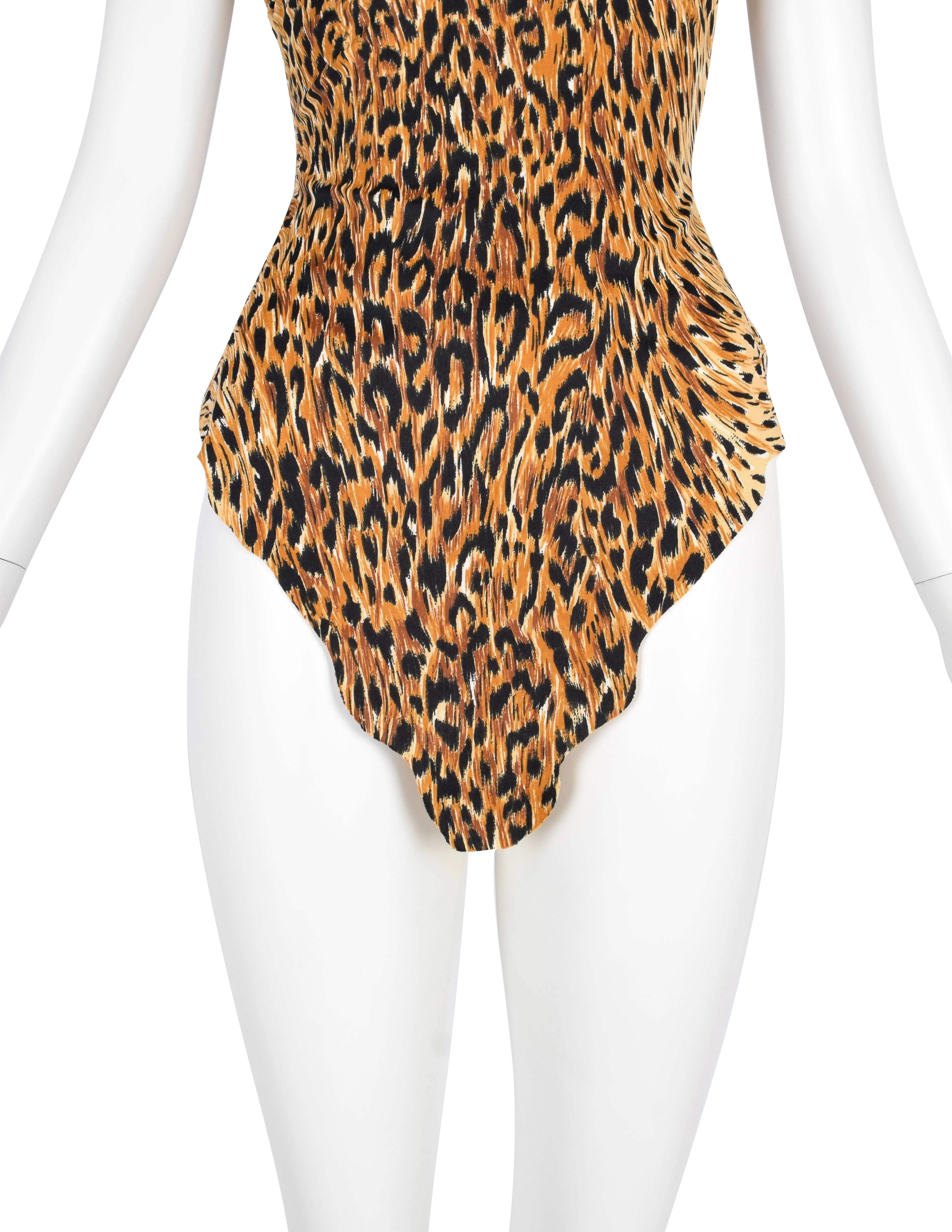 Norma Kamali OMO Vintage SS 1980 'Savage' Leopard Print Swim Dress and Cocoon Jacket Ensemble