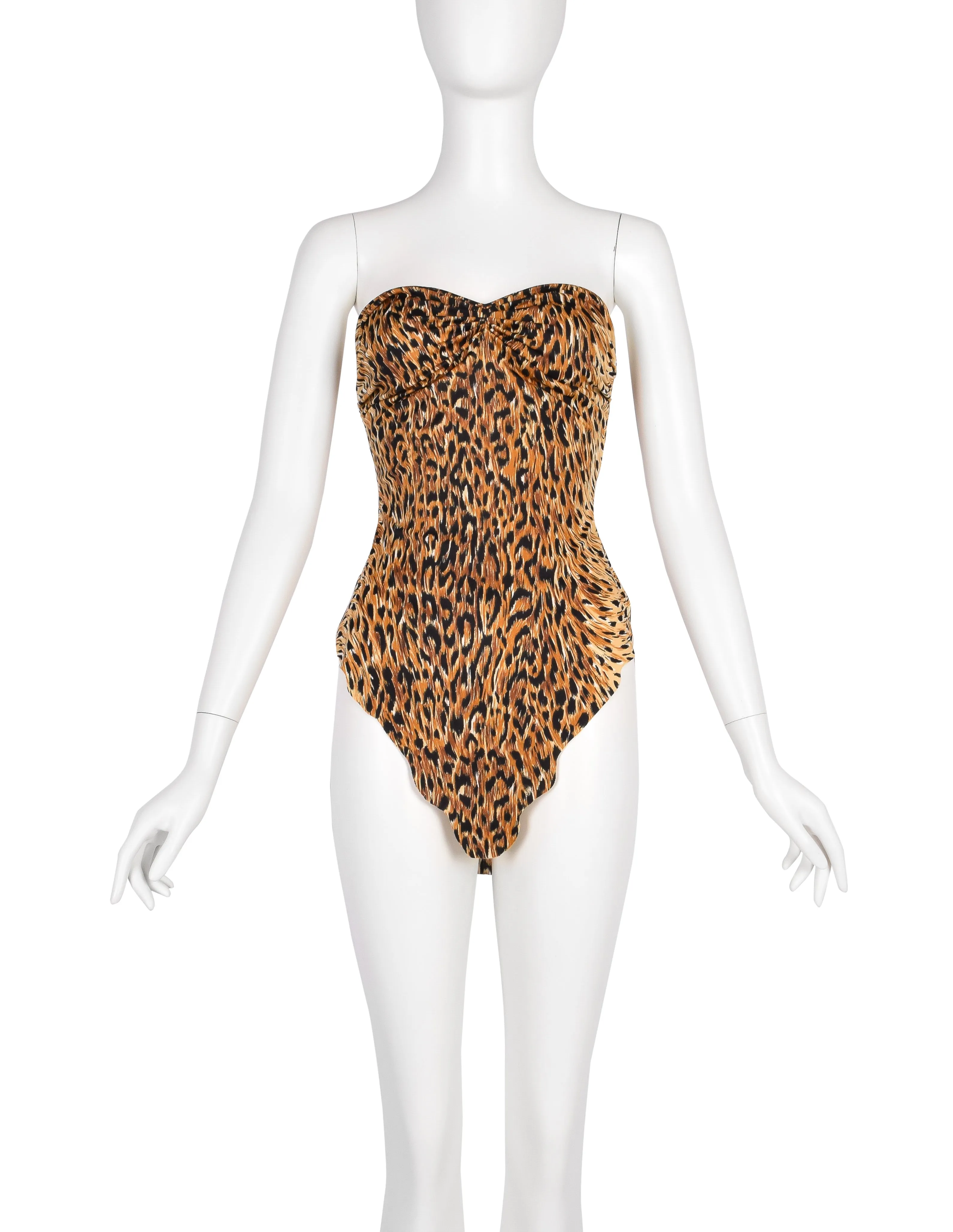 Norma Kamali OMO Vintage SS 1980 'Savage' Leopard Print Swim Dress and Cocoon Jacket Ensemble