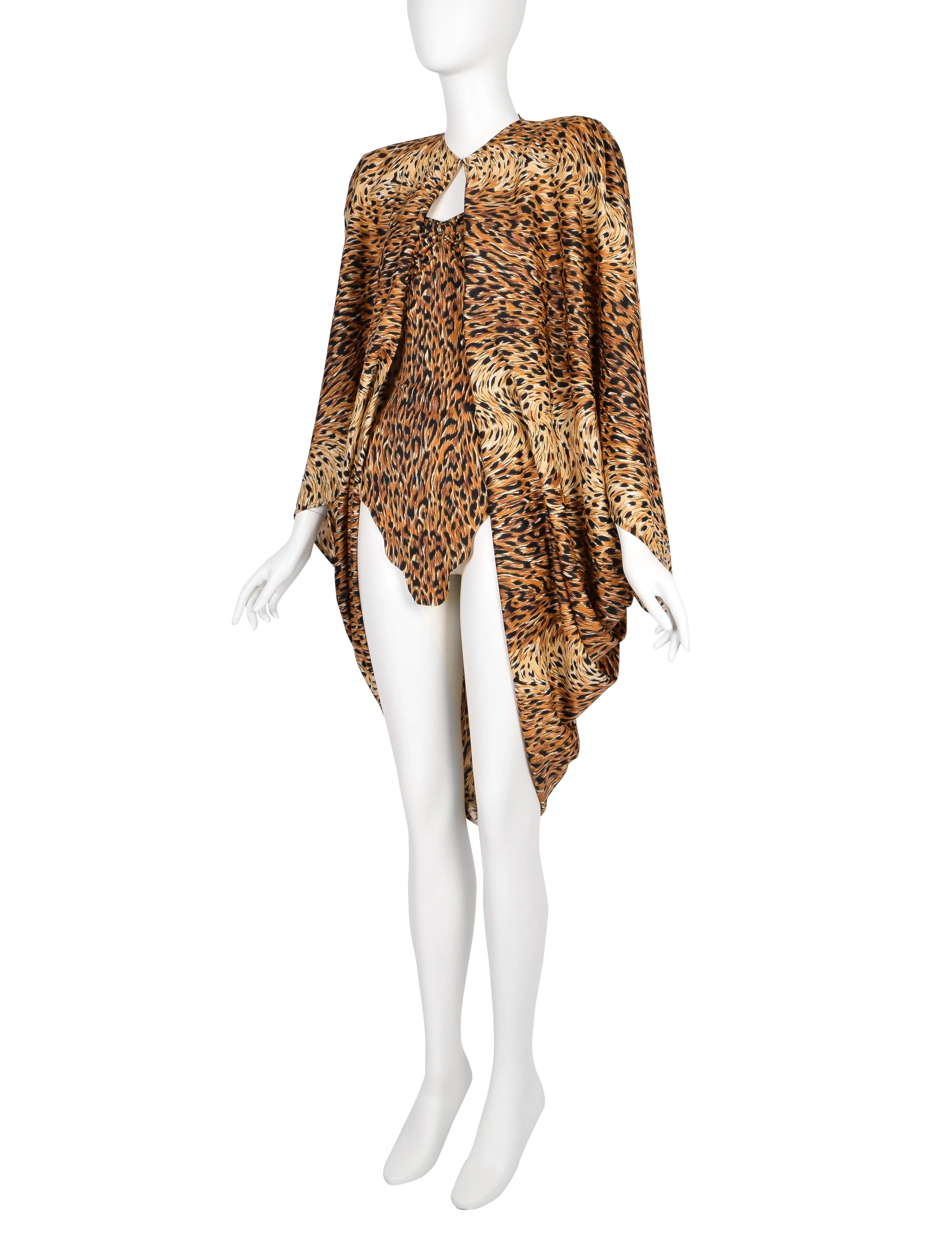 Norma Kamali OMO Vintage SS 1980 'Savage' Leopard Print Swim Dress and Cocoon Jacket Ensemble