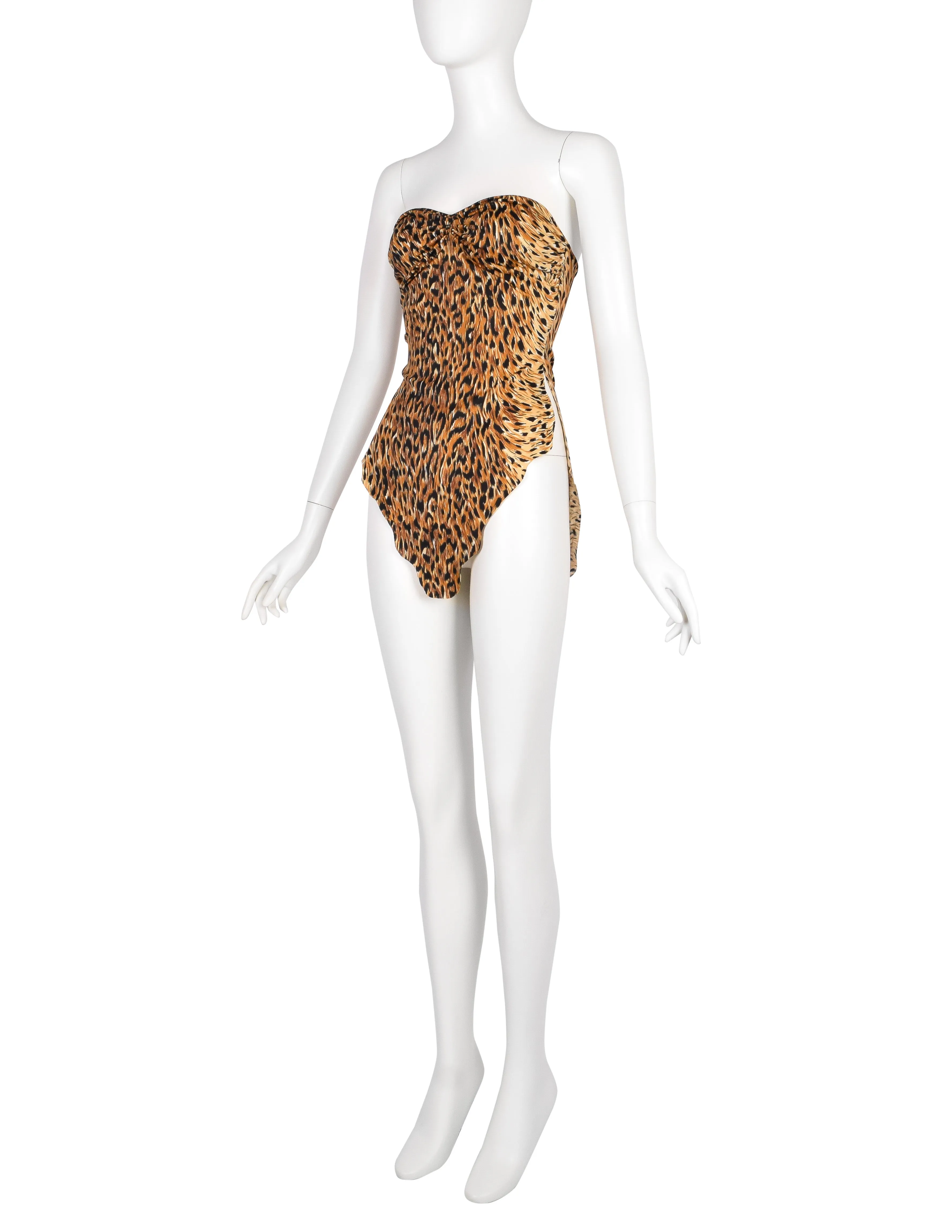 Norma Kamali OMO Vintage SS 1980 'Savage' Leopard Print Swim Dress and Cocoon Jacket Ensemble