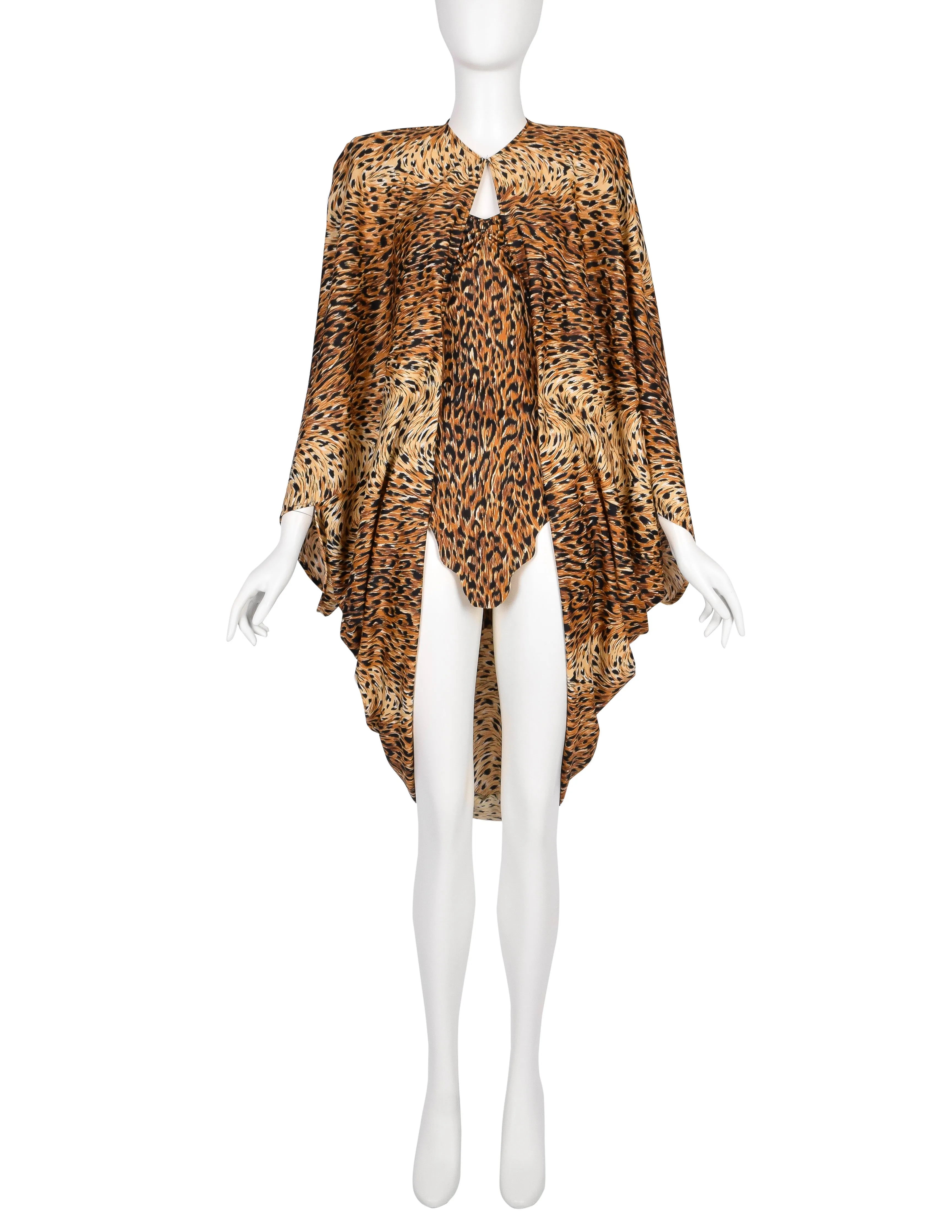 Norma Kamali OMO Vintage SS 1980 'Savage' Leopard Print Swim Dress and Cocoon Jacket Ensemble