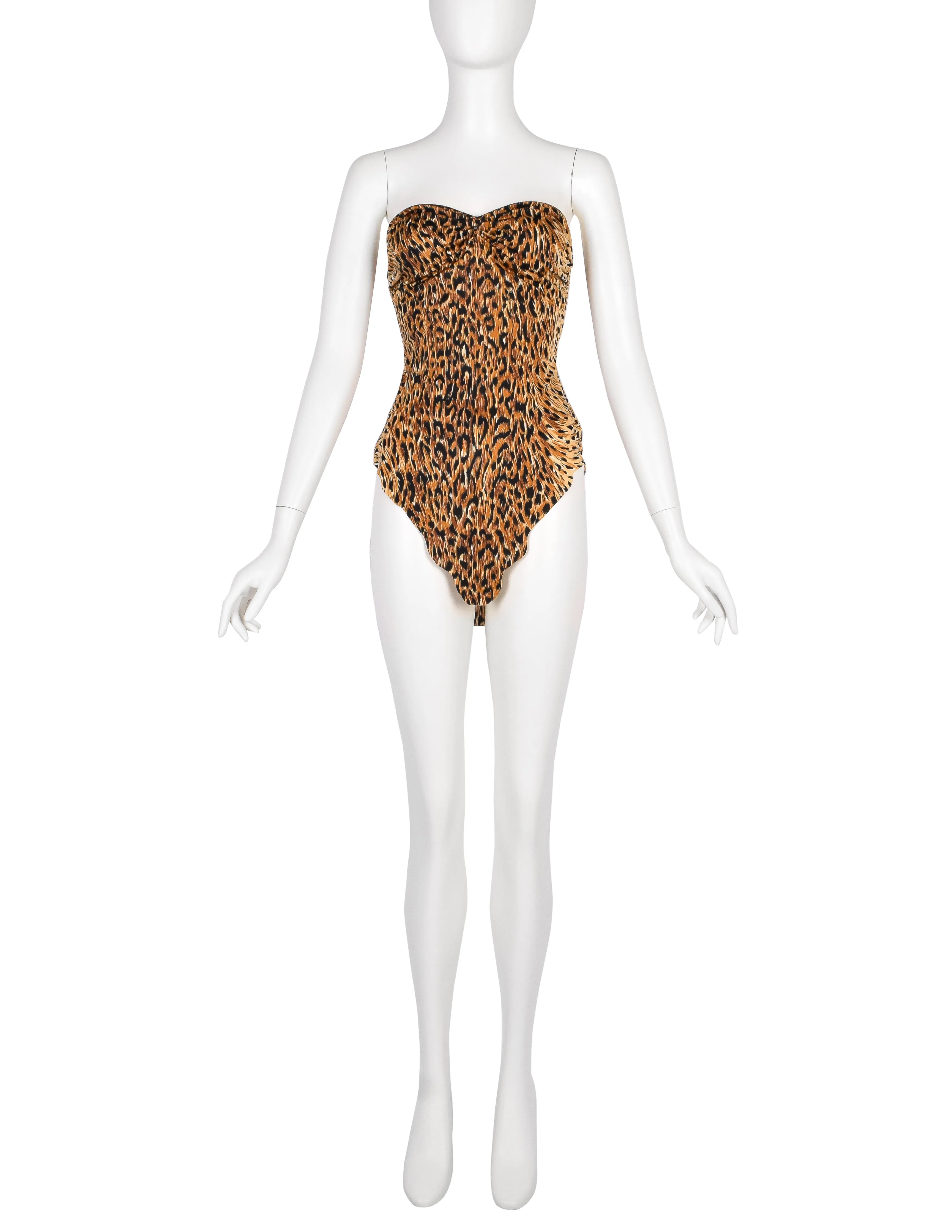 Norma Kamali OMO Vintage SS 1980 'Savage' Leopard Print Swim Dress and Cocoon Jacket Ensemble