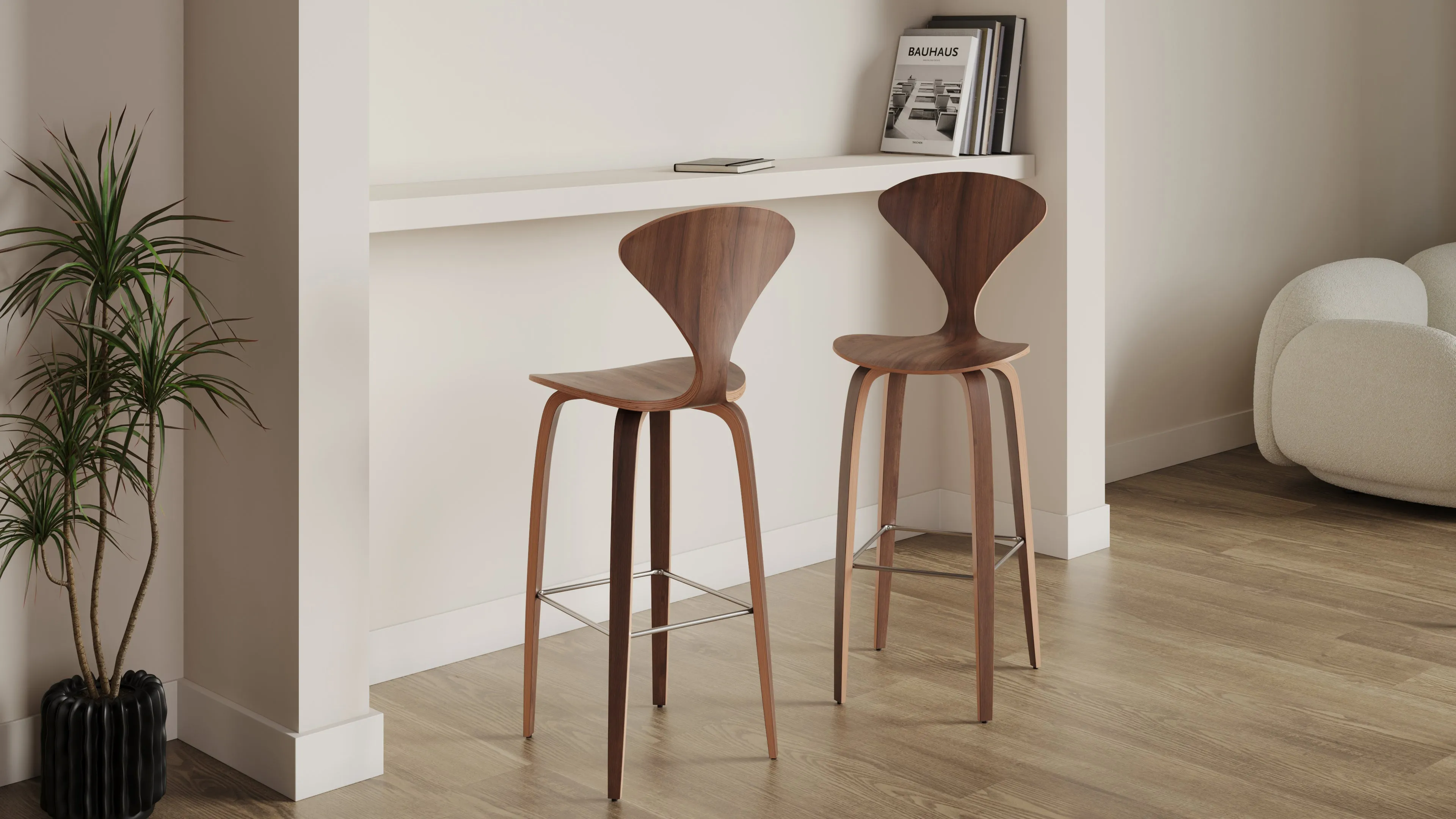 Norman - Norman Bar Stool, Walnut, 29.5" Seat Height