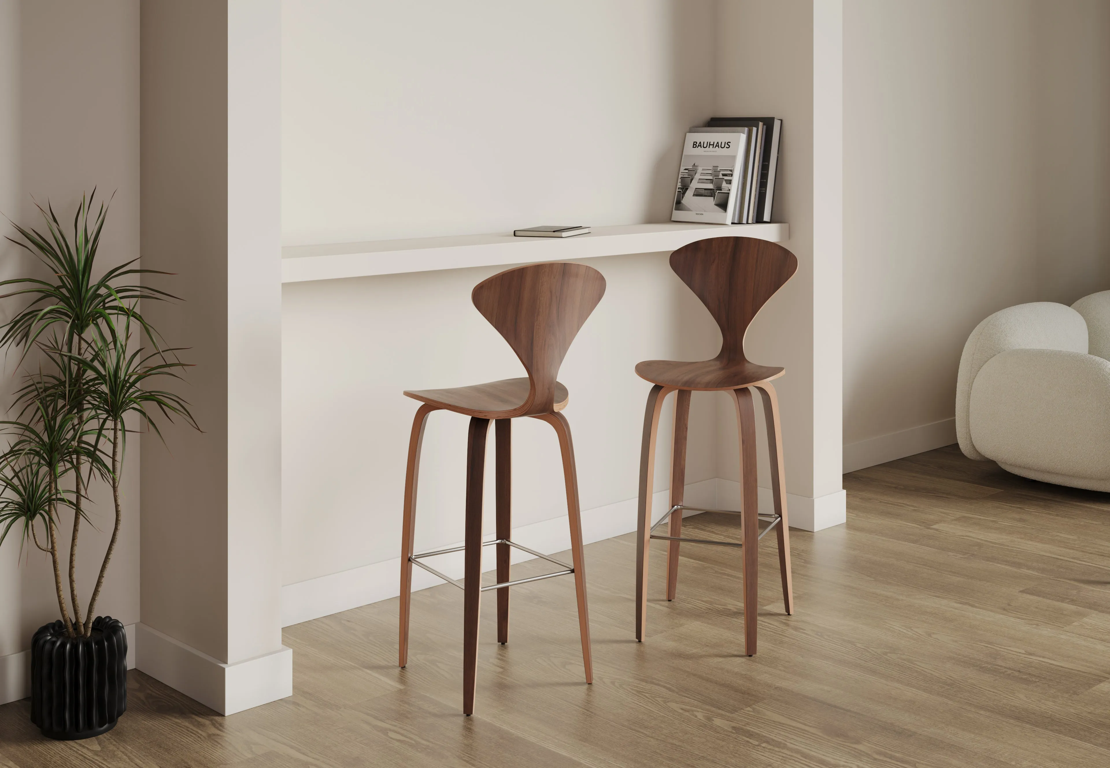 Norman - Norman Bar Stool, Walnut, 29.5" Seat Height