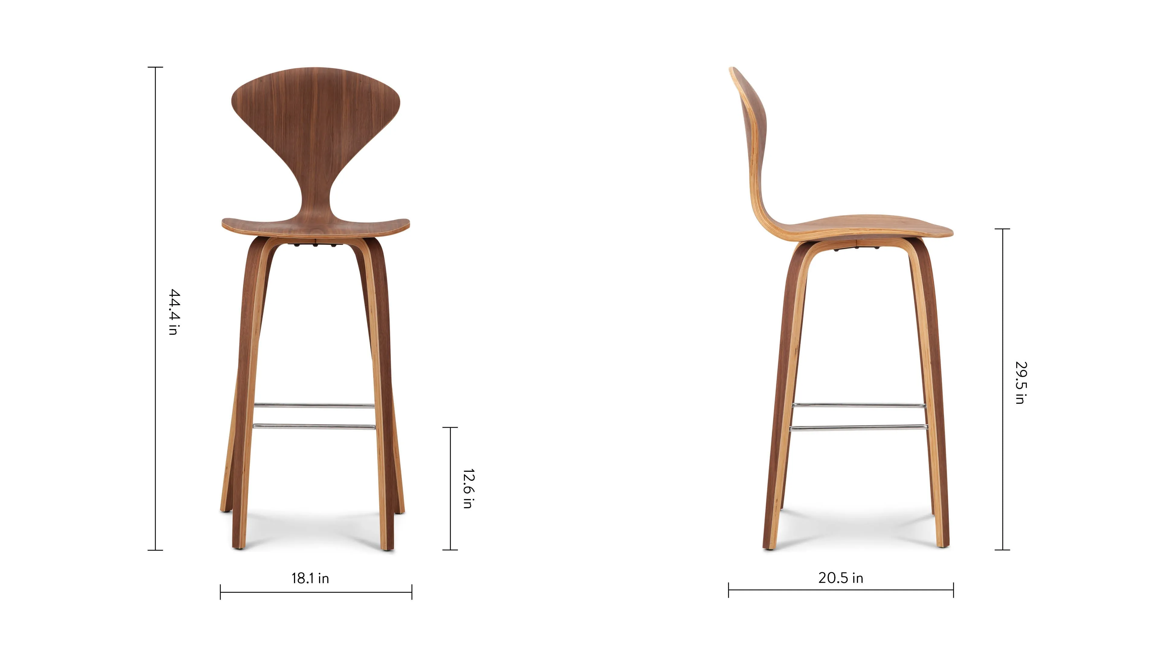 Norman - Norman Bar Stool, Walnut, 29.5" Seat Height