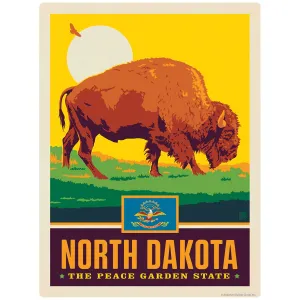 North Dakota Peace Garden State Buffalo Vinyl Sticker