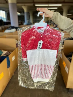 NOS deadstock mens 1980s shirts RED w/pinstripe (60 pieces)