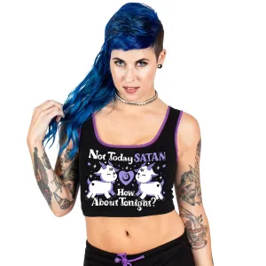 Not Today Satan Purple Lace Crop Cami