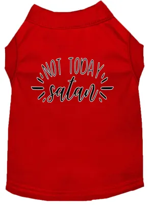 Not Today Satan Screen Print Dog Shirt Red Med (12)