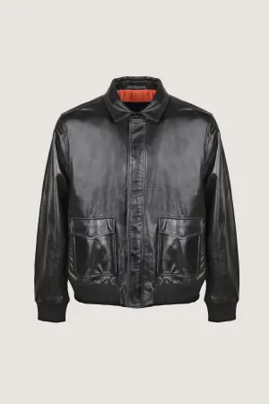 Novado - 2 Pocket Style Leather Jacket - Black - 1 Piece