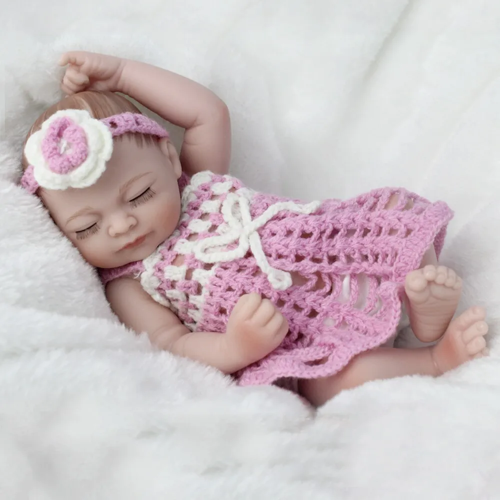 NPKDOLL Mini 10 Inch 25cm Ful Body Silicone Reborn Dolls Clothes Fashion Realistic Girl Doll Toy For Girls Newborn Bebes Reborn (reborn baby doll)