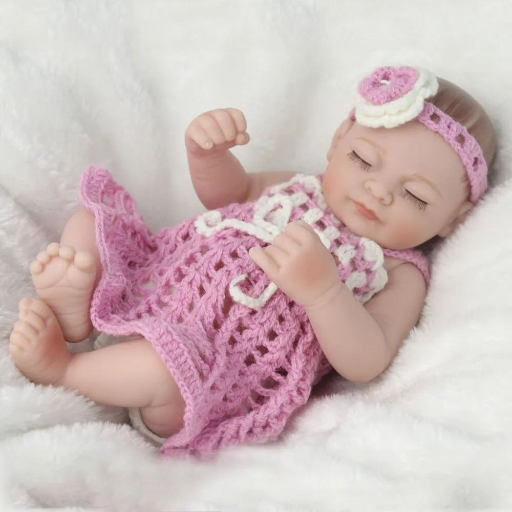 NPKDOLL Mini 10 Inch 25cm Ful Body Silicone Reborn Dolls Clothes Fashion Realistic Girl Doll Toy For Girls Newborn Bebes Reborn (reborn baby doll)