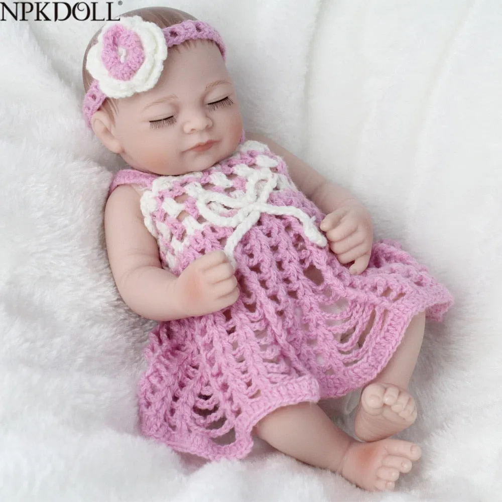 NPKDOLL Mini 10 Inch 25cm Ful Body Silicone Reborn Dolls Clothes Fashion Realistic Girl Doll Toy For Girls Newborn Bebes Reborn (reborn baby doll)