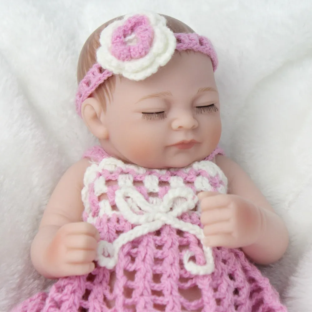 NPKDOLL Mini 10 Inch 25cm Ful Body Silicone Reborn Dolls Clothes Fashion Realistic Girl Doll Toy For Girls Newborn Bebes Reborn (reborn baby doll)