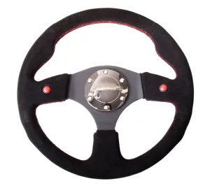 NRG Reinforced Steering Wheel- 320mm Sport Steering Wheel w/ Blue Trim - RST-007S