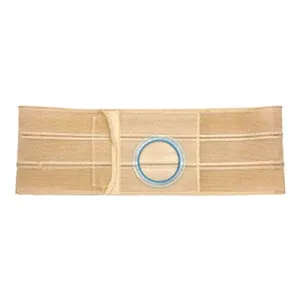 Nu-Hope Support Belt, Original Flat Panel, 2-5/8" Stoma, 9" Wide, Left, 1" From Bottom, Contoured, Large (36" to 41" Waist), Beige