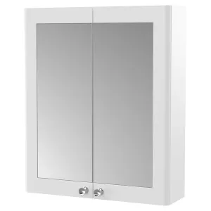 Nuie Classique 600 mm 2 Door Mirrored Bathroom Cabinet in White