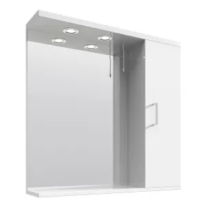 Nuie Mayford Wall Hung 750mm Mirror Cabinet in Gloss White