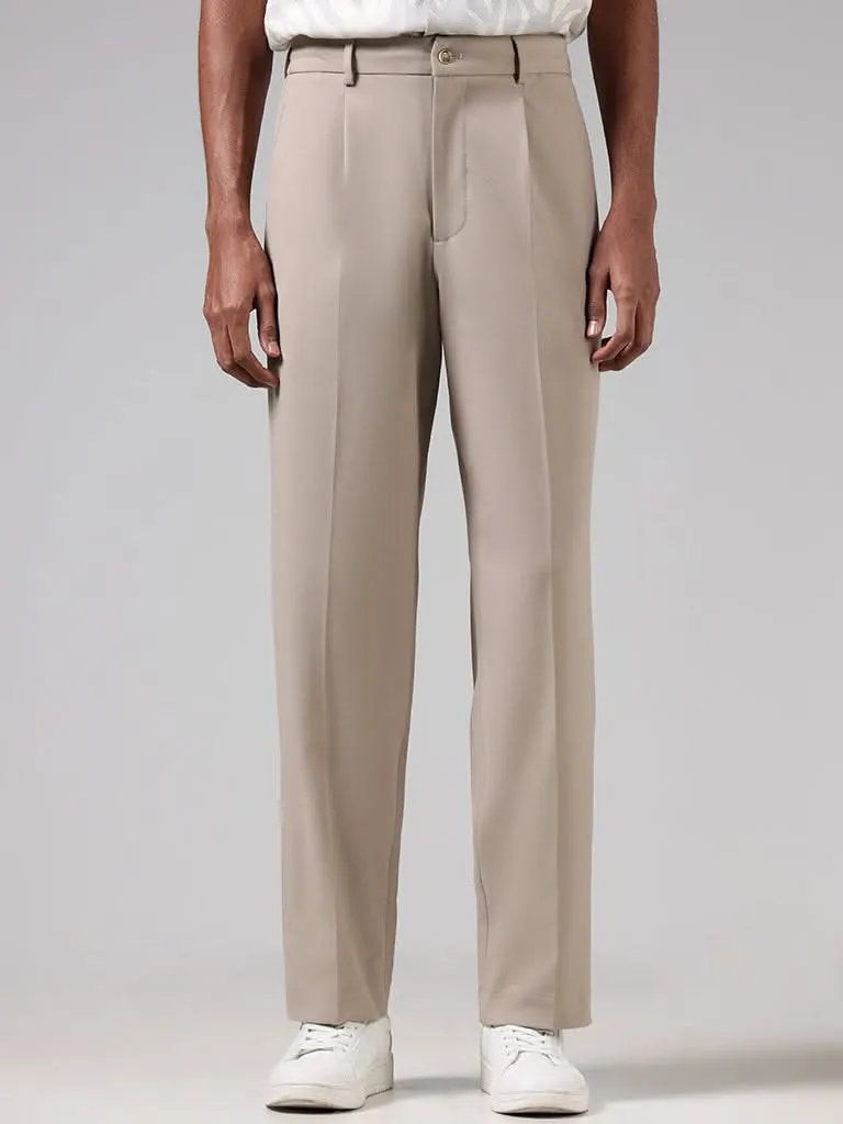 Nuon Beige Relaxed-Fit Mid-Rise Pants