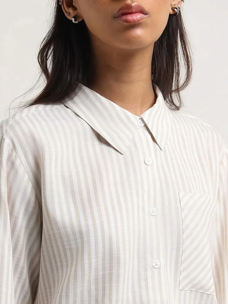 Nuon Beige Striped Shirt