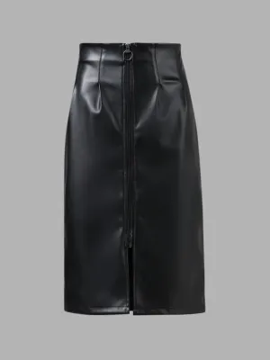 Nuon Black Leather Skirt