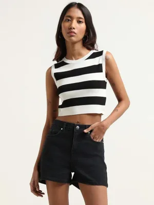 Nuon Black Striped Crop Top