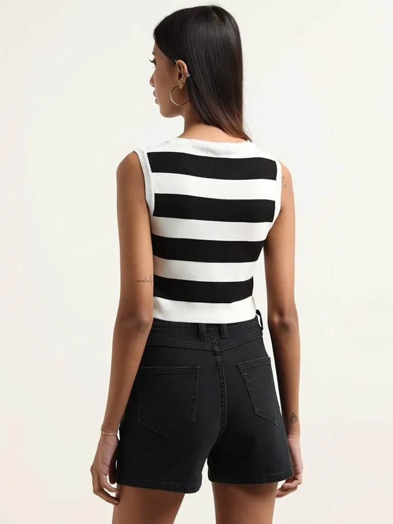 Nuon Black Striped Crop Top