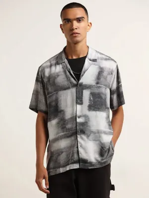 Nuon Grey Abstract Printed Relaxed Fit Shirt