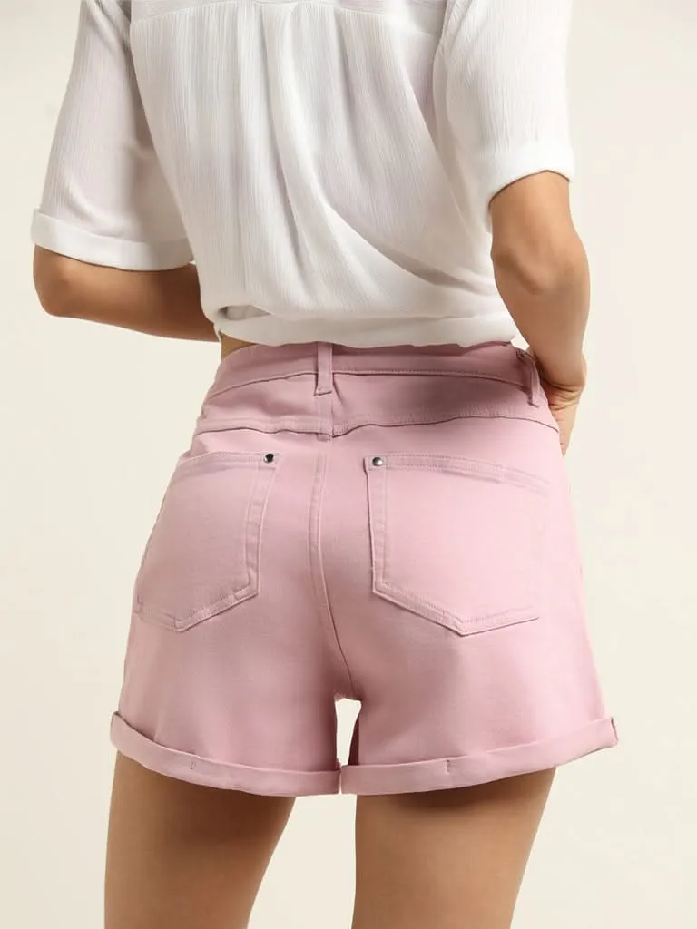 Nuon Pink Denim Shorts