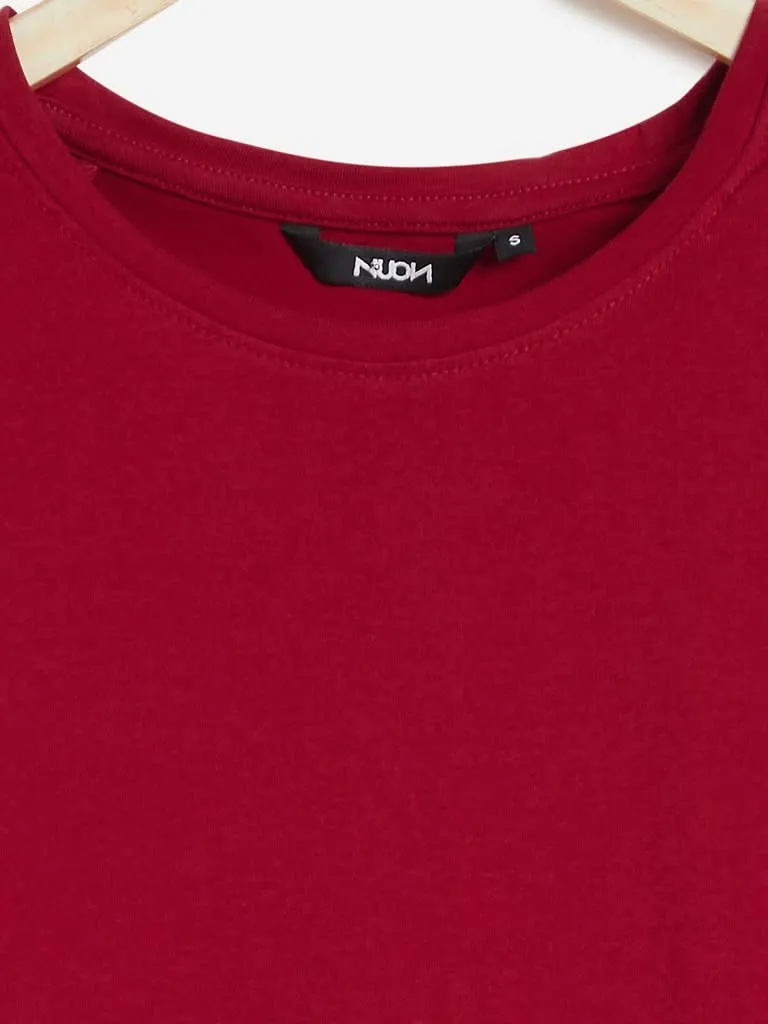 Nuon Red Crewneck Cropped T-Shirt