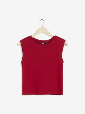 Nuon Red Crewneck Cropped T-Shirt