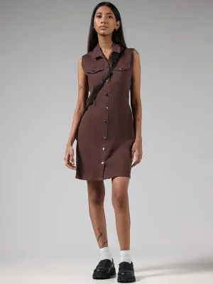 Nuon Solid Brown Denim Dress