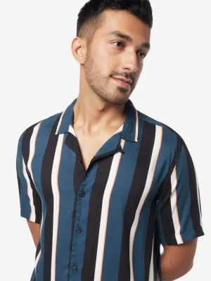 Nuon Teal Striped Relaxed-Fit Shirt