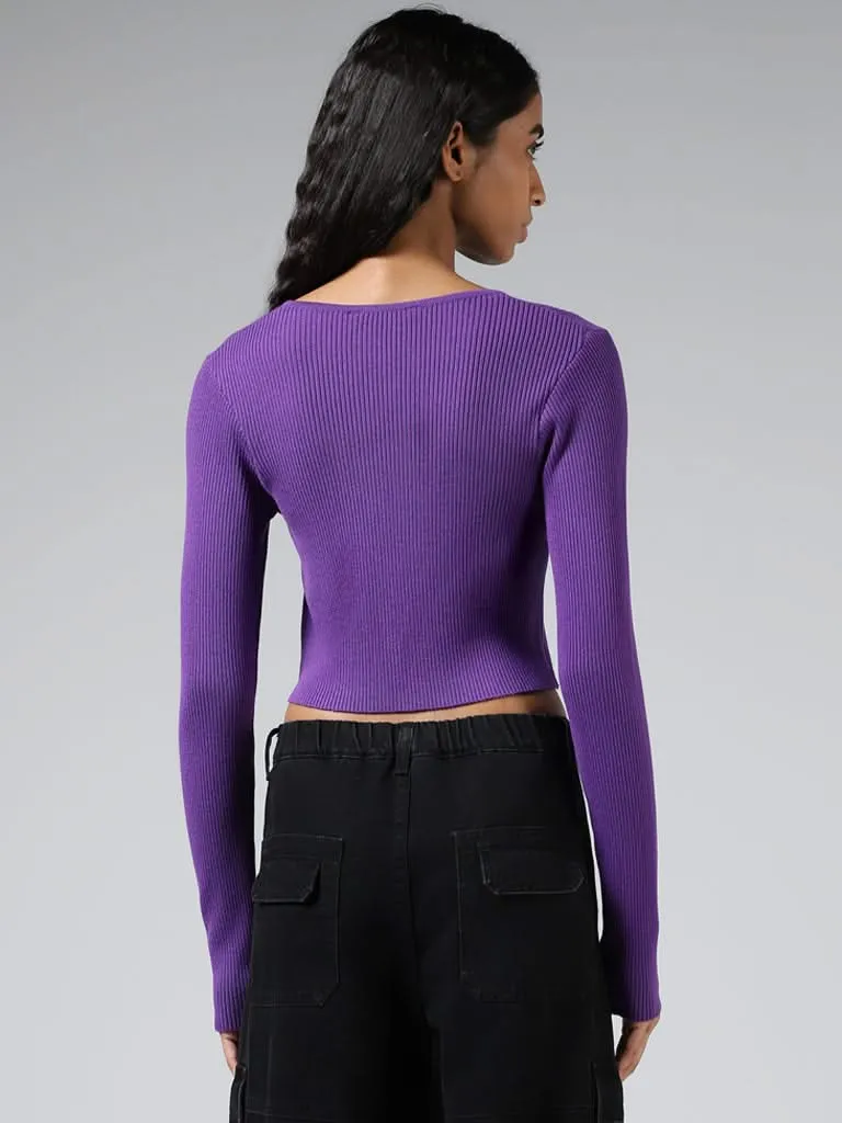 Nuon Violet Cut-Out Detail Crop Top