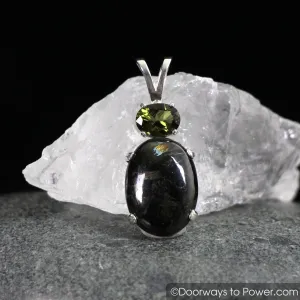 Nuummite Moldavite Crystal Pendant