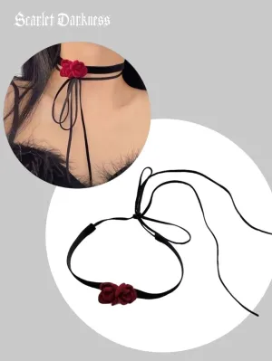 NYE Red Velvet Roses Choker Necklace