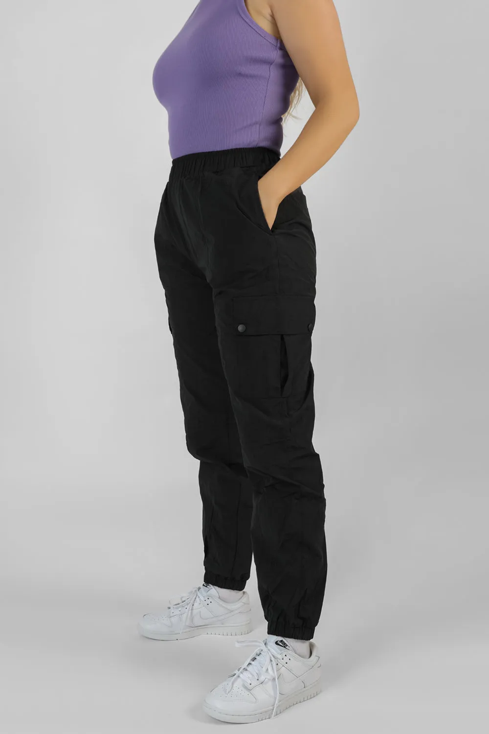 Nylon Sport Track Pants Black