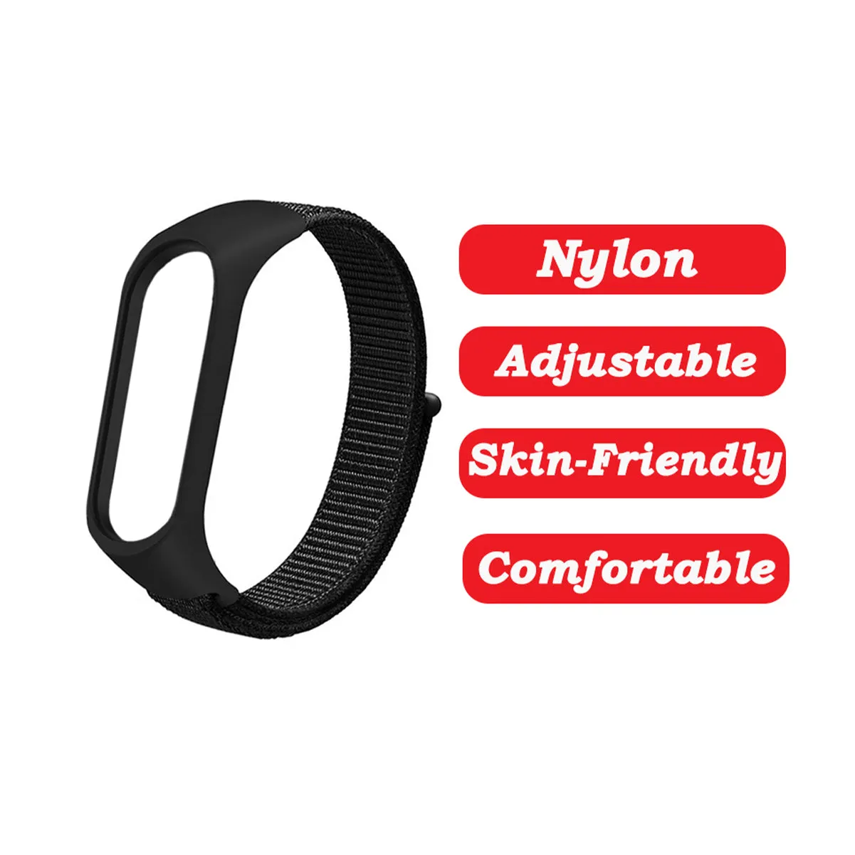 Nylon Wristband Strap for Mi Band 6/5/4/3 - Black