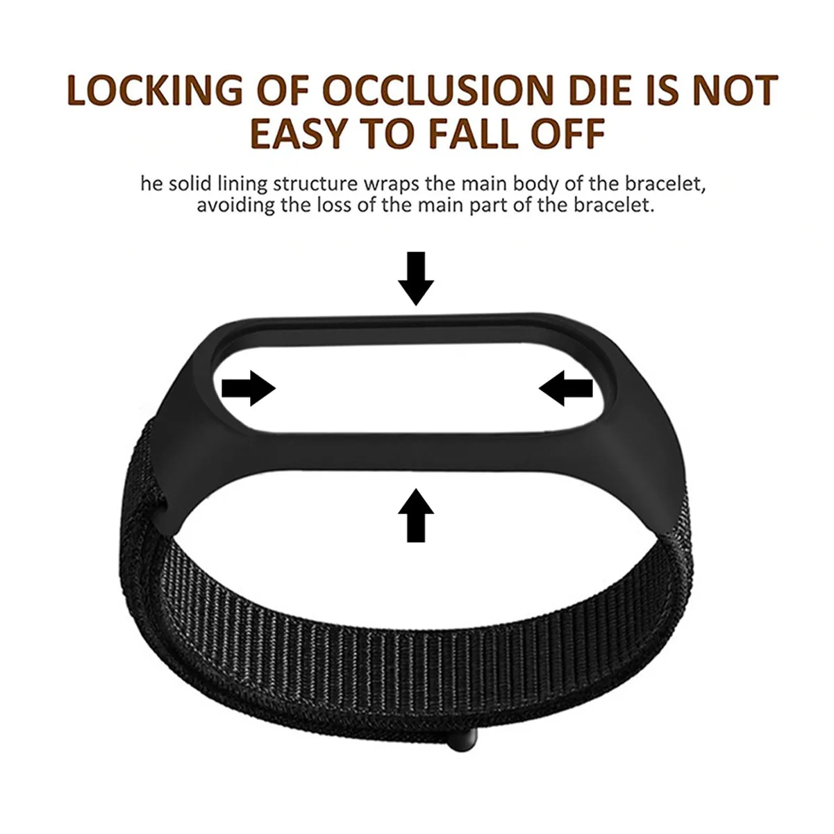 Nylon Wristband Strap for Mi Band 6/5/4/3 - Black