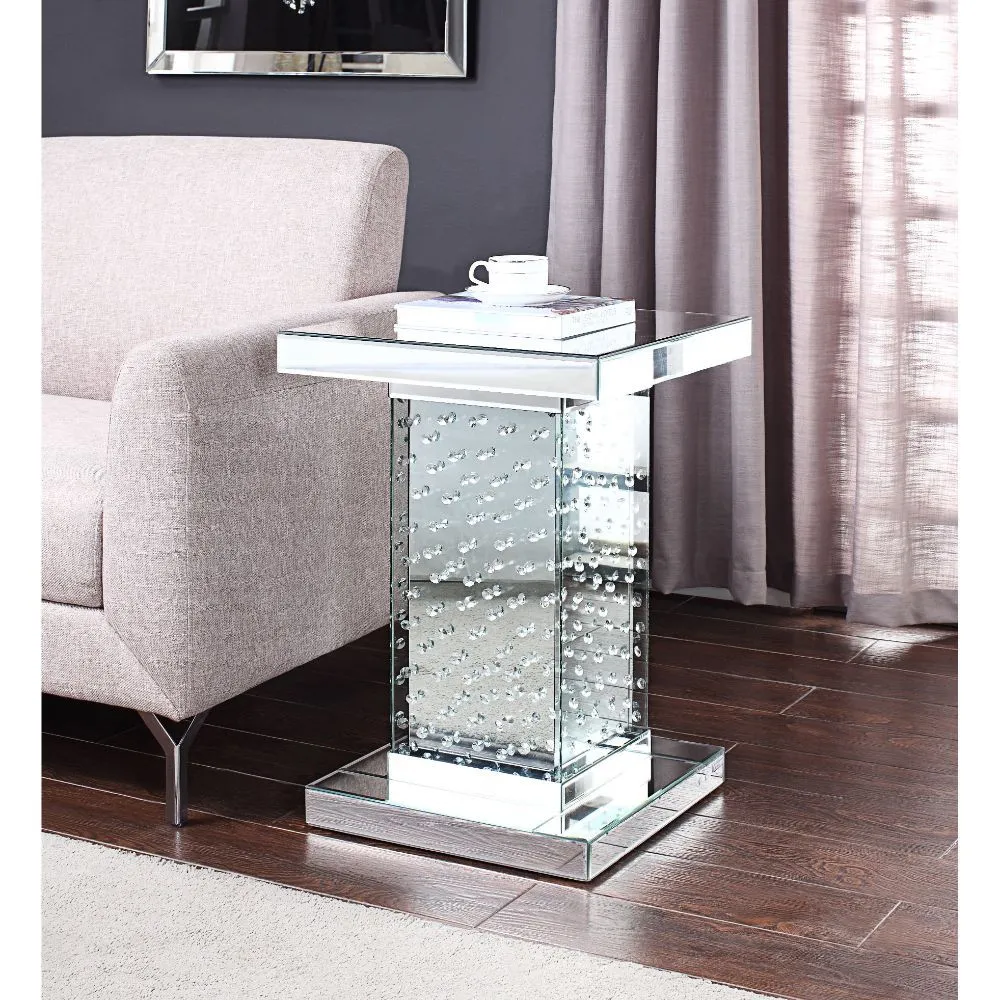 Nysa - End Table - Mirrored & Faux Crystals - 26"