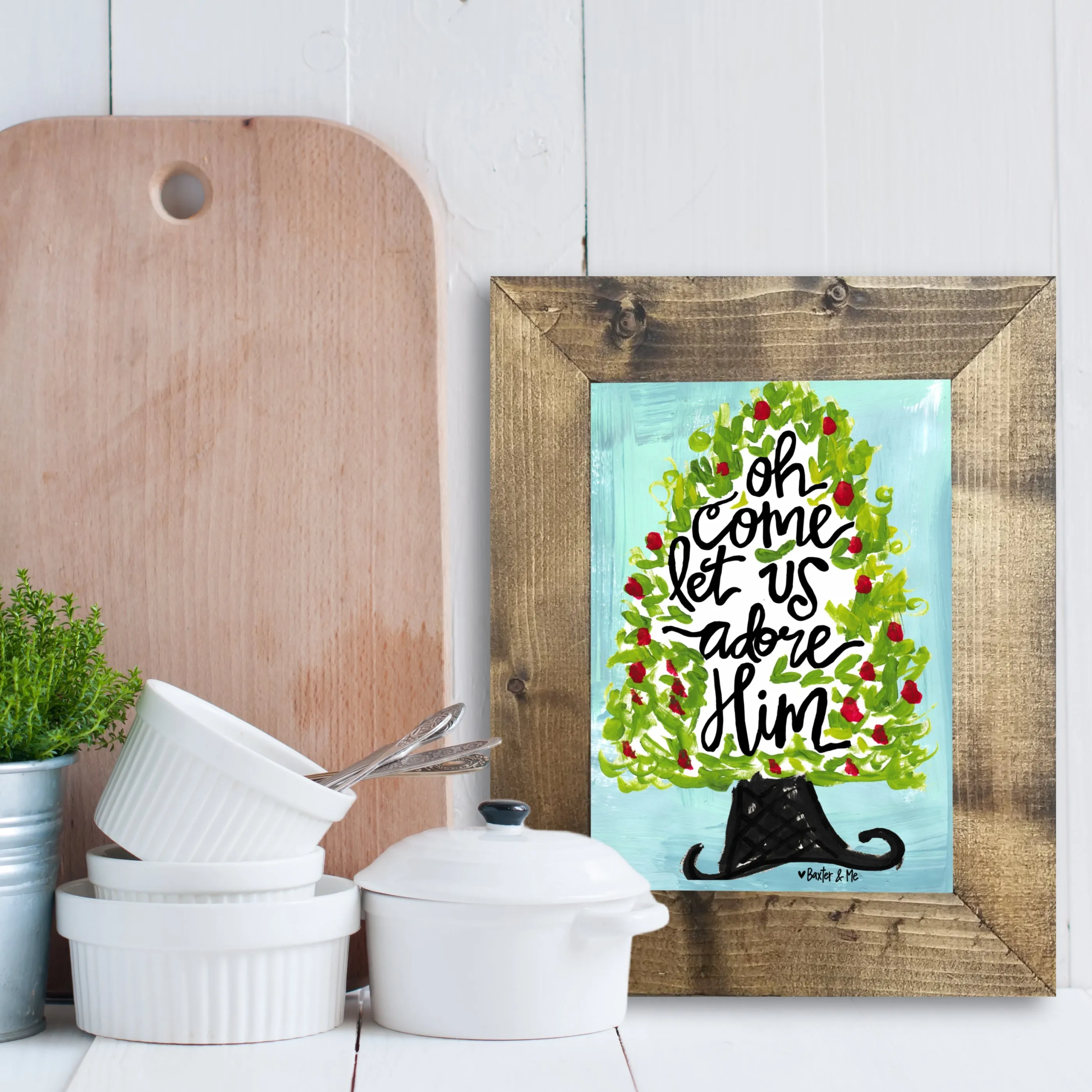 O Come Let Us Adore Him Tree Framed Art